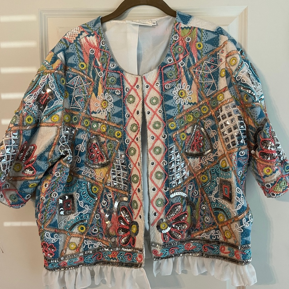 Embroidered/Beaded Short-Sleeved Jacket